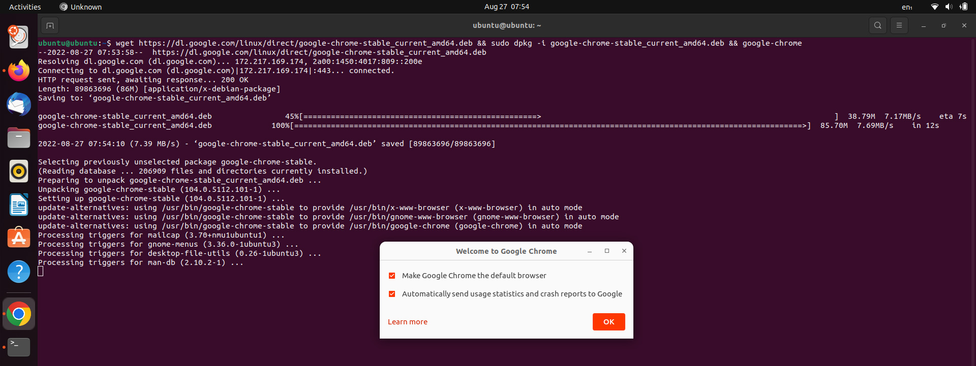 installing chrome on ubuntu