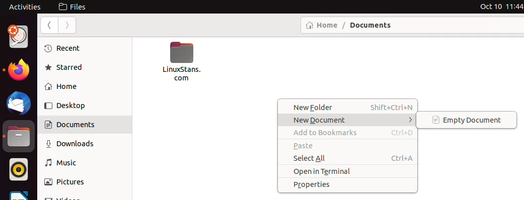 new document option added