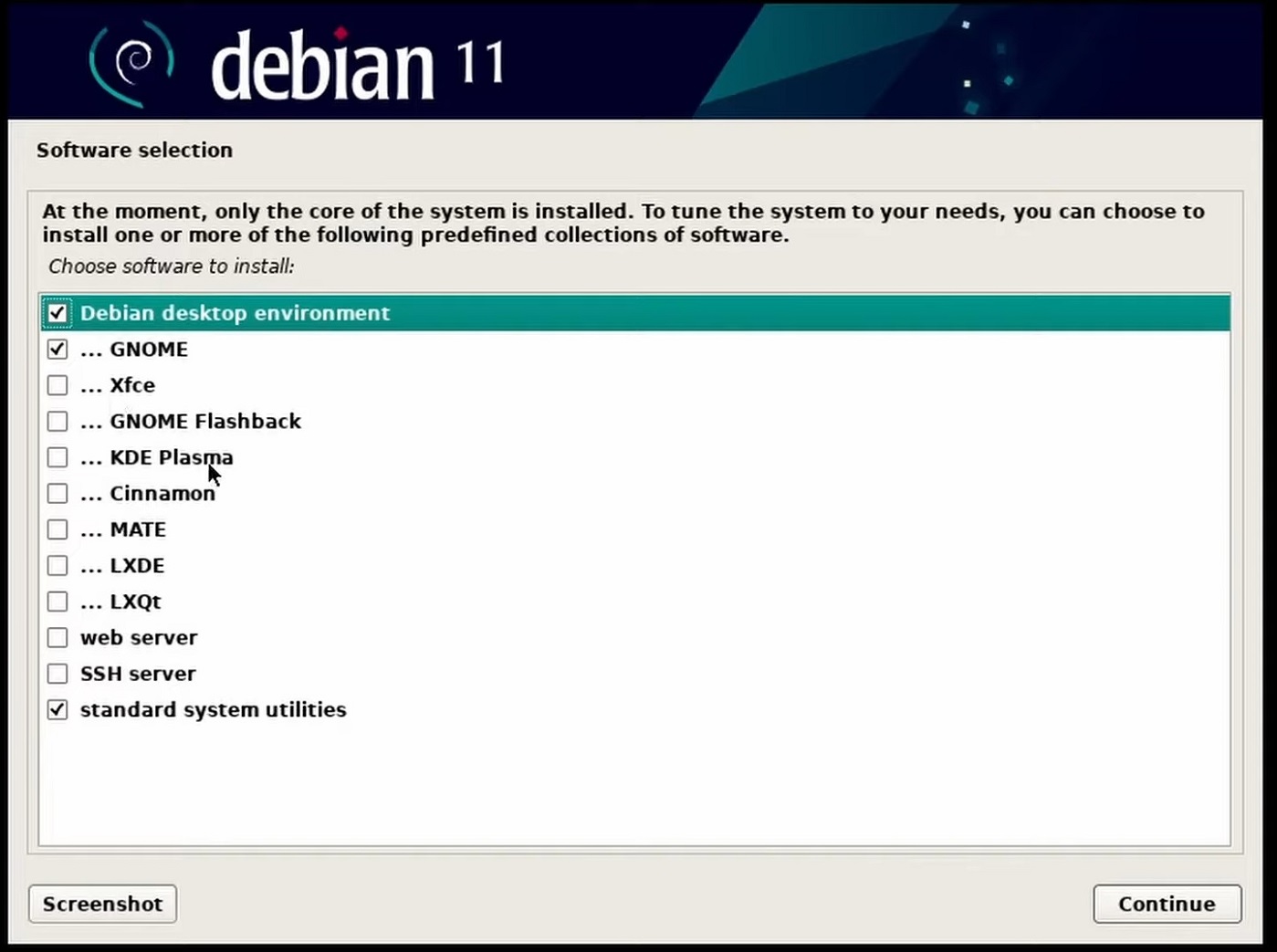 Desktop environments debian
