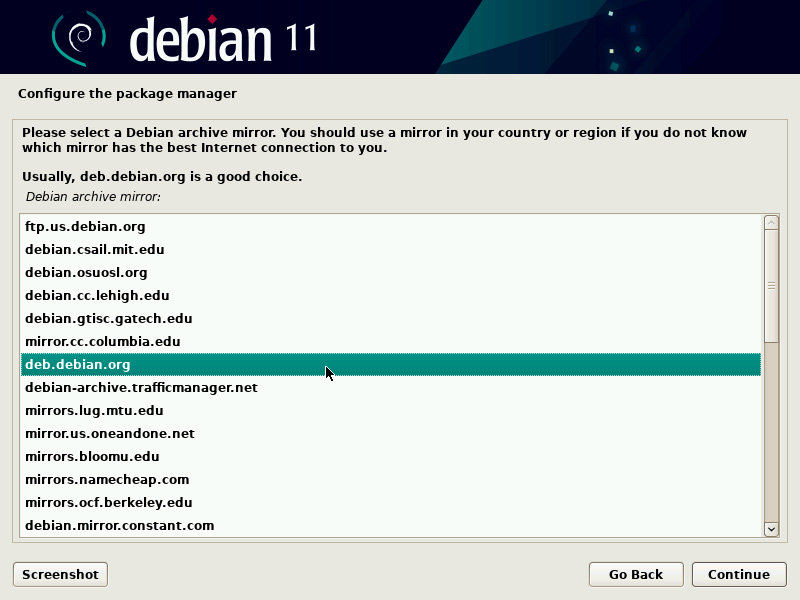 the Debian Installer
